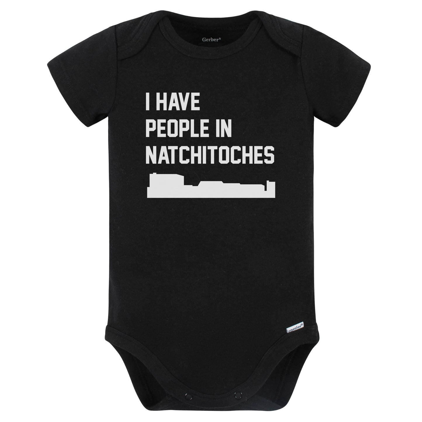 I Have People In Natchitoches Louisiana Skyline Baby Bodysuit (Black)