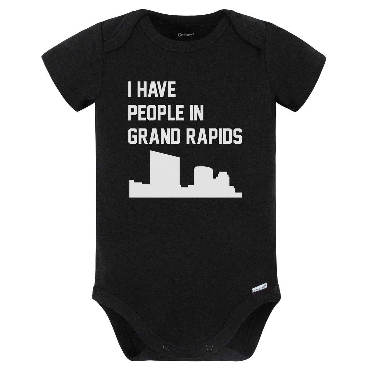 I Have People In Grand Rapids Michigan Skyline Baby Bodysuit (Black)