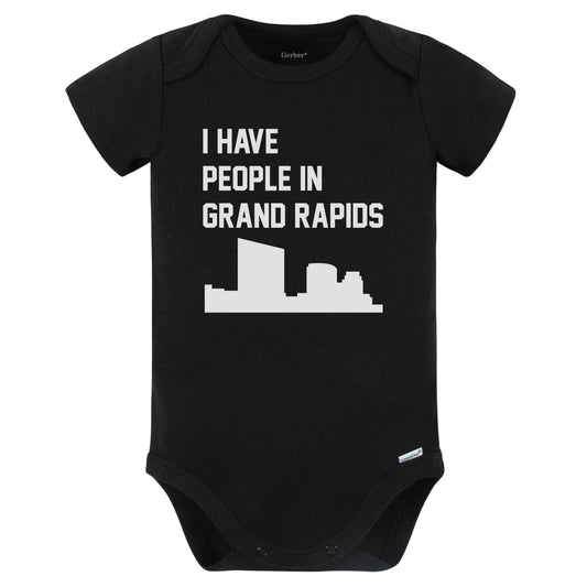 I Have People In Grand Rapids Michigan Skyline Baby Bodysuit (Black)
