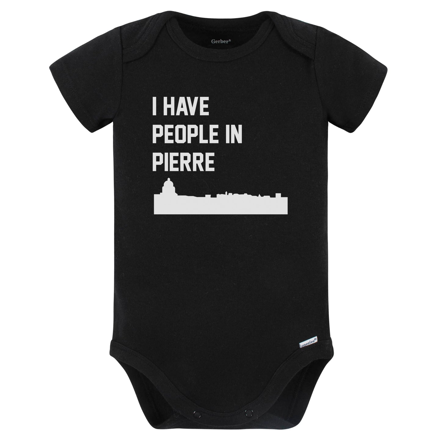 I Have People In Pierre South Dakota Skyline Baby Bodysuit (Black)