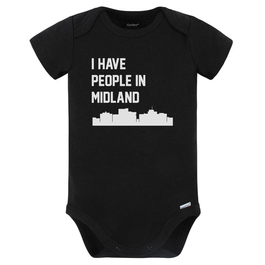I Have People In Midland Texas Skyline Baby Bodysuit (Black)