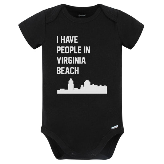 I Have People In Virginia Beach Virginia Skyline Baby Bodysuit (Black)