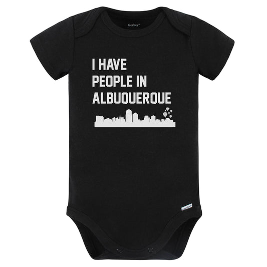 I Have People In Albuquerque New Mexico Skyline Baby Bodysuit (Black)
