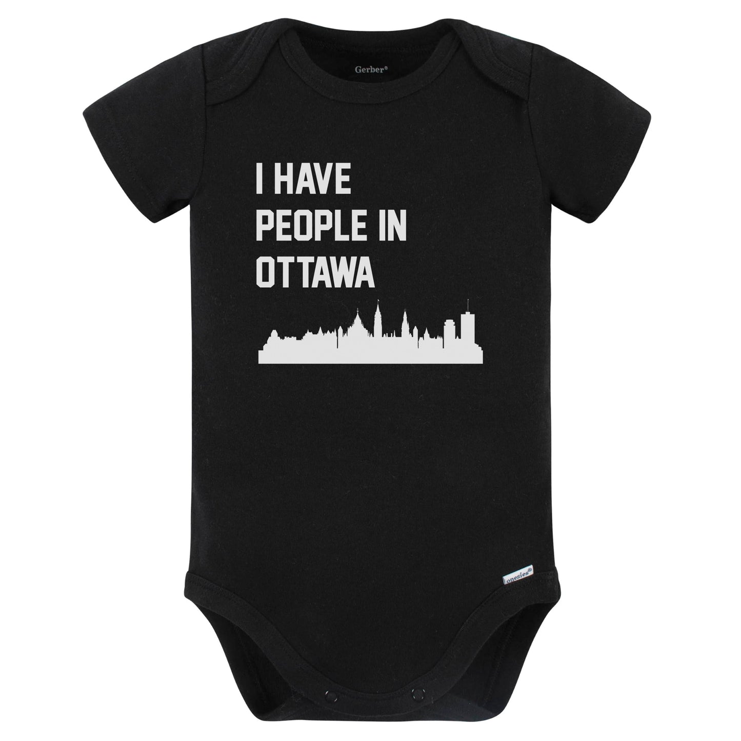 I Have People In Ottawa Ontario Canada Skyline Baby Bodysuit (Black)