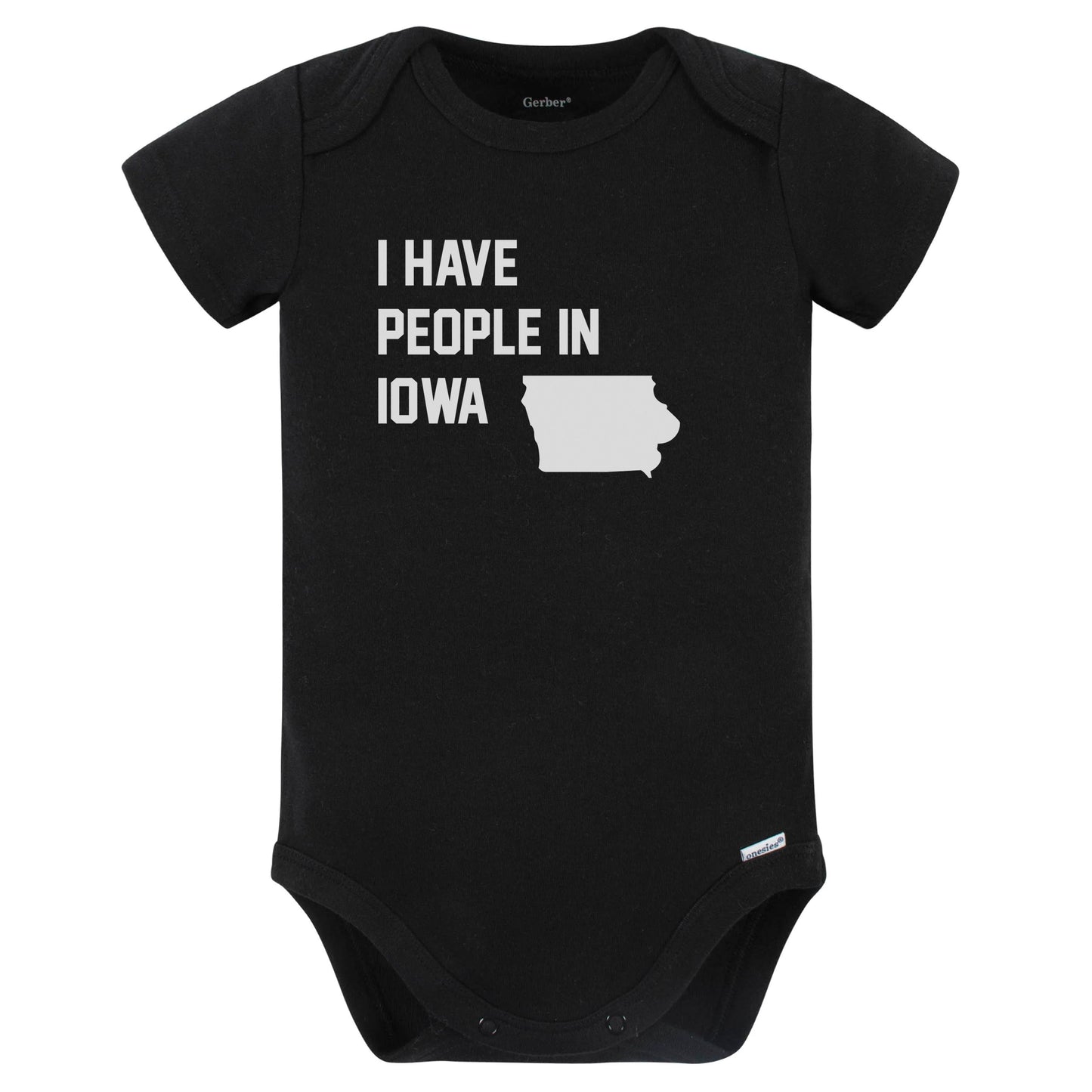I Have People In Iowa Baby Bodysuit (Black)