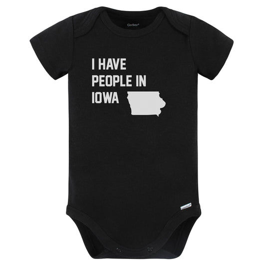 I Have People In Iowa Baby Bodysuit (Black)