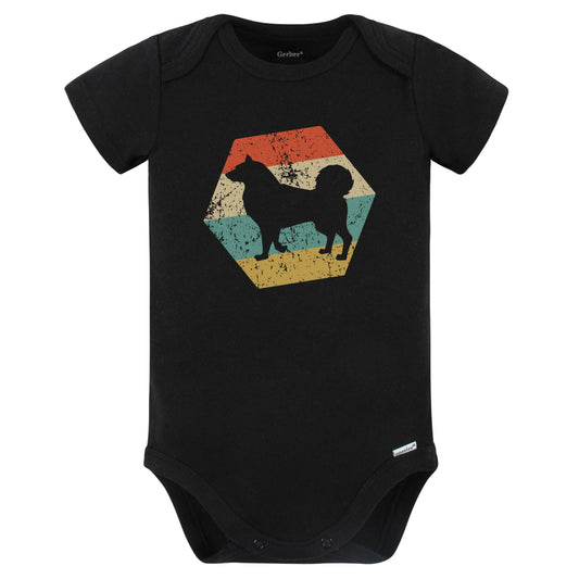 Alaskan Malamute Dog Breed Retro Distressed Hexagon Baby Bodysuit (Black)