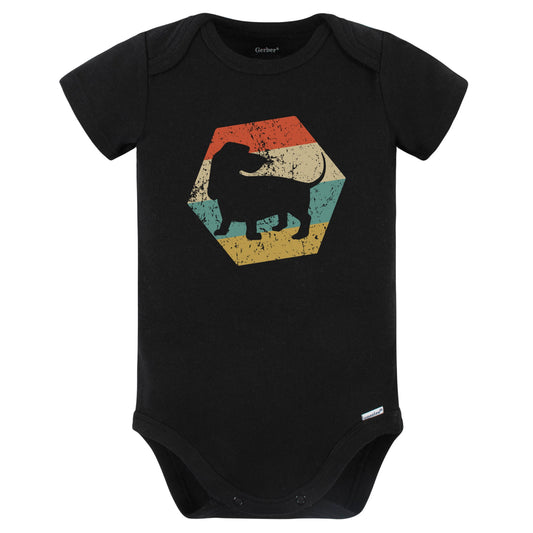 Basset Hound Dog Breed Retro Distressed Hexagon Baby Bodysuit (Black)
