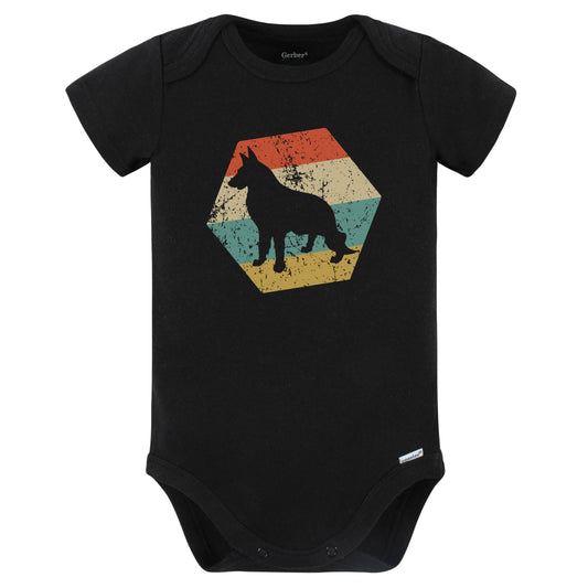 German Shepherd Dog Breed Retro Distressed Hexagon Baby Bodysuit (Black)