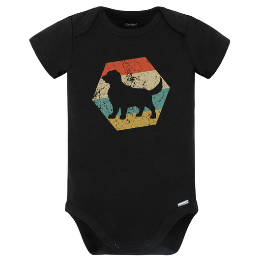 Golden Retriever Dog Breed Retro Distressed Hexagon Baby Bodysuit (Black)