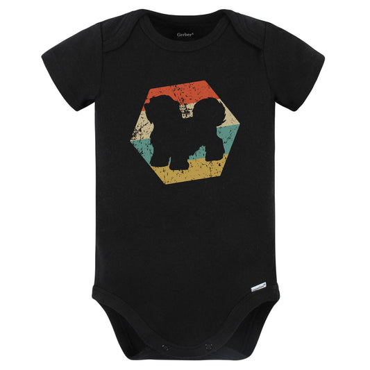 Havanese Dog Breed Retro Distressed Hexagon Baby Bodysuit (Black)