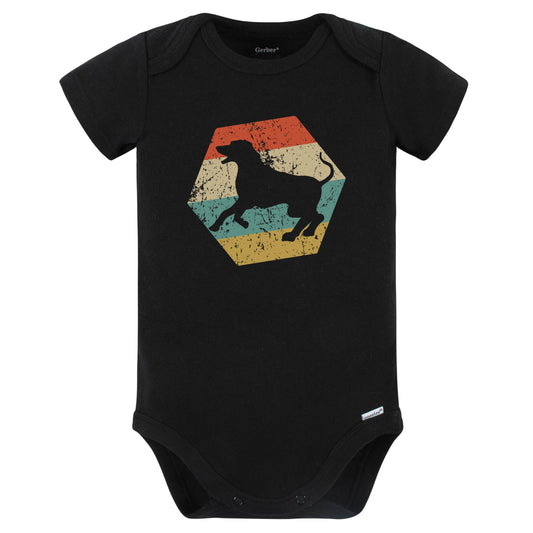 Rhodesian Ridgeback Dog Breed Retro Distressed Hexagon Baby Bodysuit (Black)