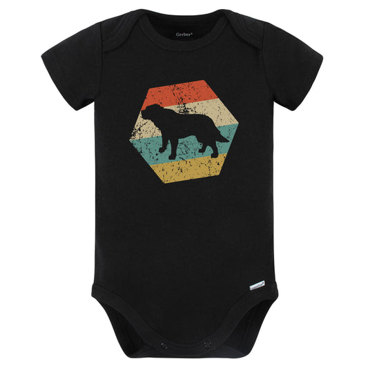 St. Bernard Dog Breed Retro Distressed Hexagon Baby Bodysuit (Black)