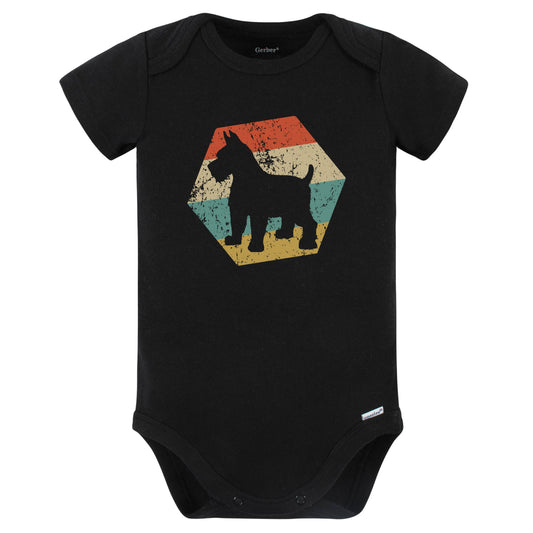Schnauzer Dog Breed Retro Distressed Hexagon Baby Bodysuit (Black)