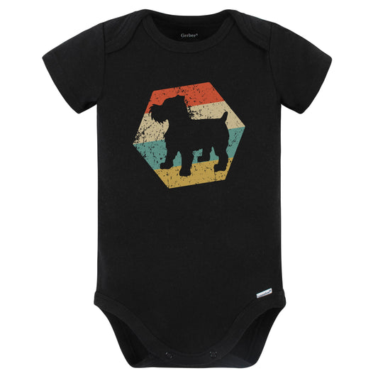 Brussels Griffon Dog Breed Retro Distressed Hexagon Baby Bodysuit (Black)