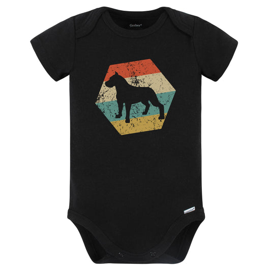 Cane Corso Dog Breed Retro Distressed Hexagon Baby Bodysuit (Black)