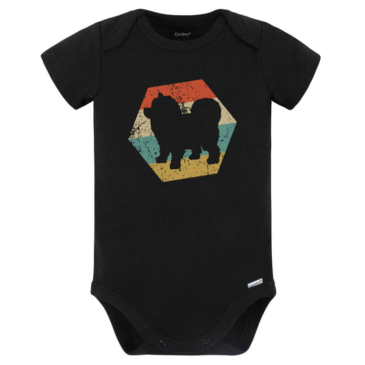 Chow Chow Dog Breed Retro Distressed Hexagon Baby Bodysuit (Black)