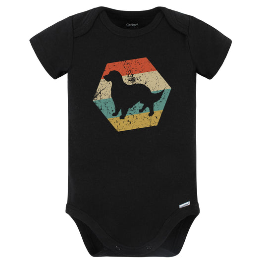 English Setter Dog Breed Retro Distressed Hexagon Baby Bodysuit (Black)