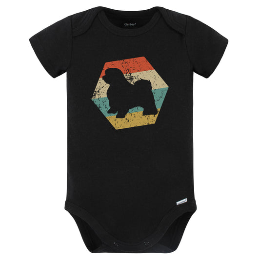 Maltese Dog Breed Retro Distressed Hexagon Baby Bodysuit (Black)