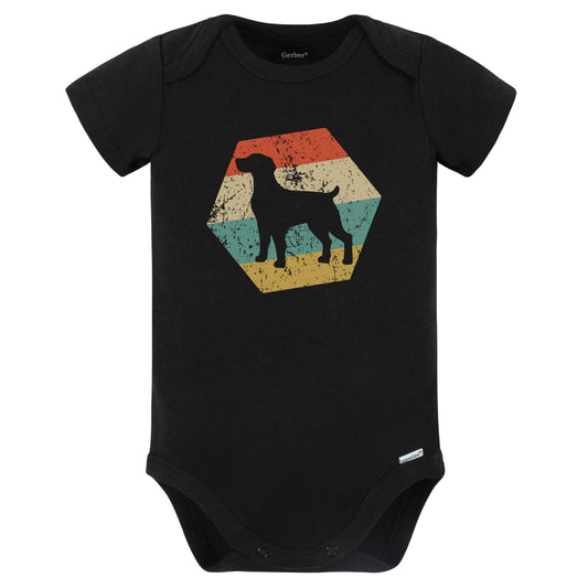 Brittany Spaniel Dog Breed Retro Distressed Hexagon Baby Bodysuit (Black)