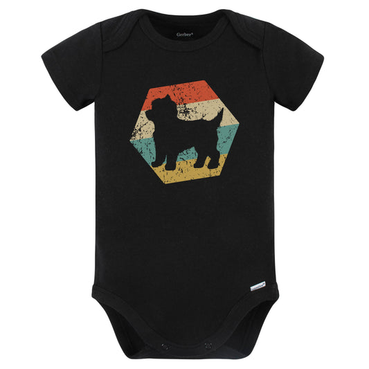 Cairn Terrier Dog Breed Retro Distressed Hexagon Baby Bodysuit (Black)