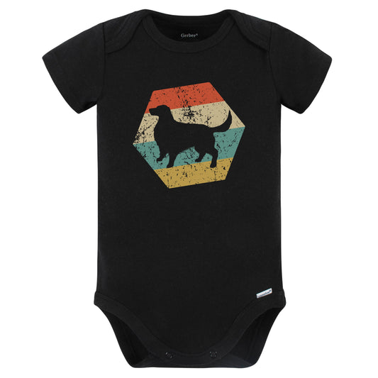 Irish Setter Dog Breed Retro Distressed Hexagon Baby Bodysuit (Black)