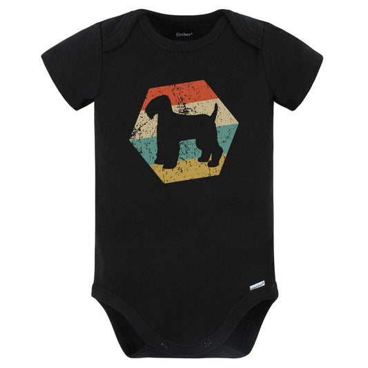 Kerry Blue Terrier Dog Breed Retro Distressed Hexagon Baby Bodysuit (Black)