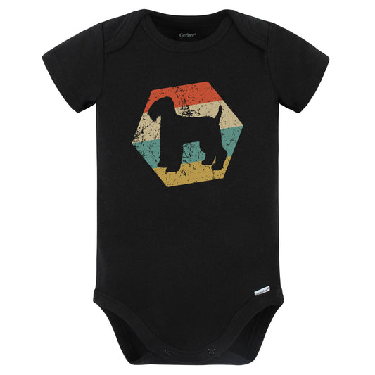 Kerry Blue Terrier Dog Breed Retro Distressed Hexagon Baby Bodysuit (Black)