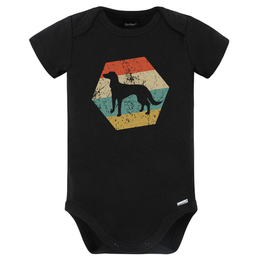 Saluki Dog Breed Retro Distressed Hexagon Baby Bodysuit (Black)