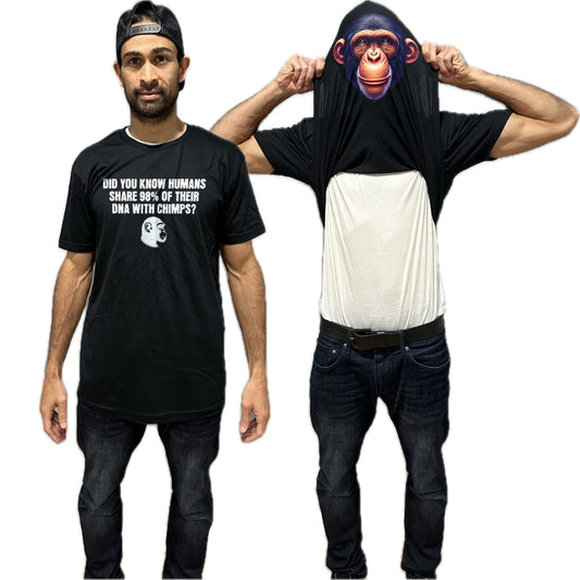 Funny Chimp Flip Shirt - Humans Share 98% DNA with Chimps - Chimpanzee T-Shirt - Funny Monkey Shirt