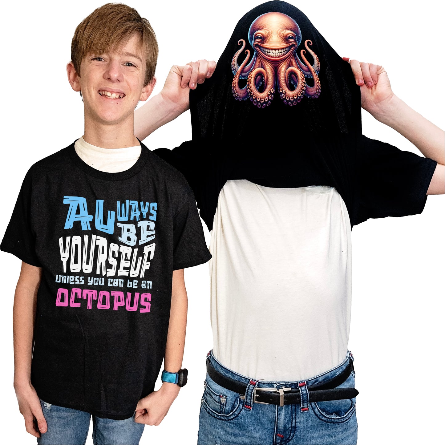 Always Be Yourself Unless You Can Be An Octopus Flip Shirt - Funny Octopus Face T-Shirt Flip Tee