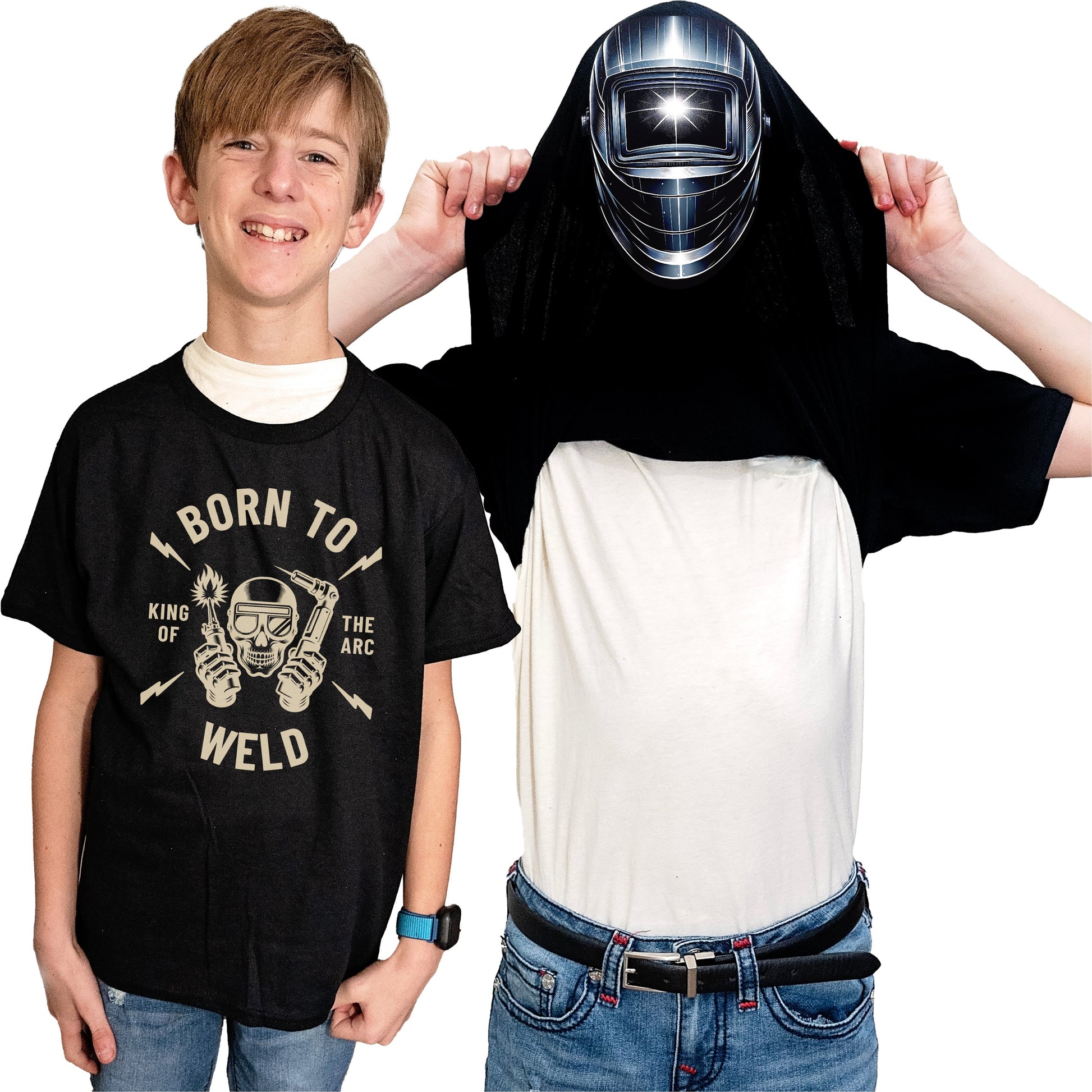 Born to Weld Flip Shirt - Funny Welding Mask Flip Tee
