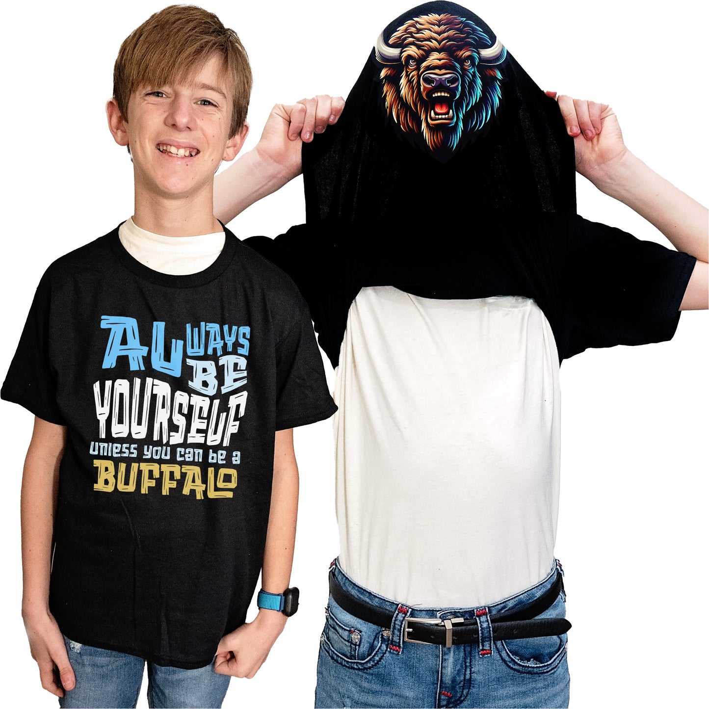 Always Be Yourself Unless You Can Be A Buffalo Flip Shirt - Funny Bison Face T-Shirt Flip Tee