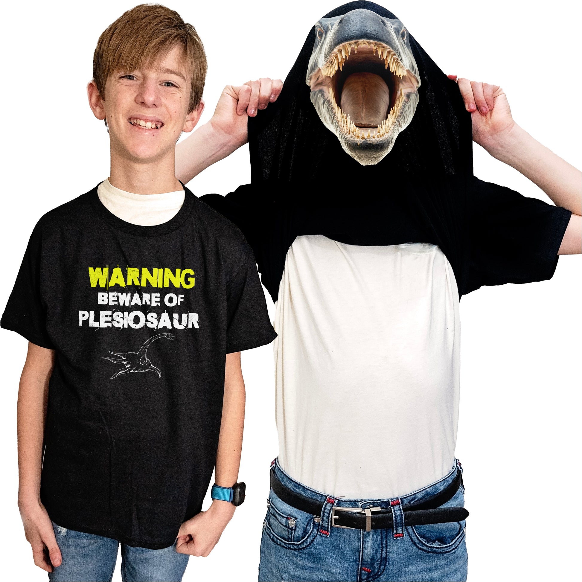 Beware of Plesiosaur Flip Shirt - Funny Dinosaur T-Shirt Flip Tee