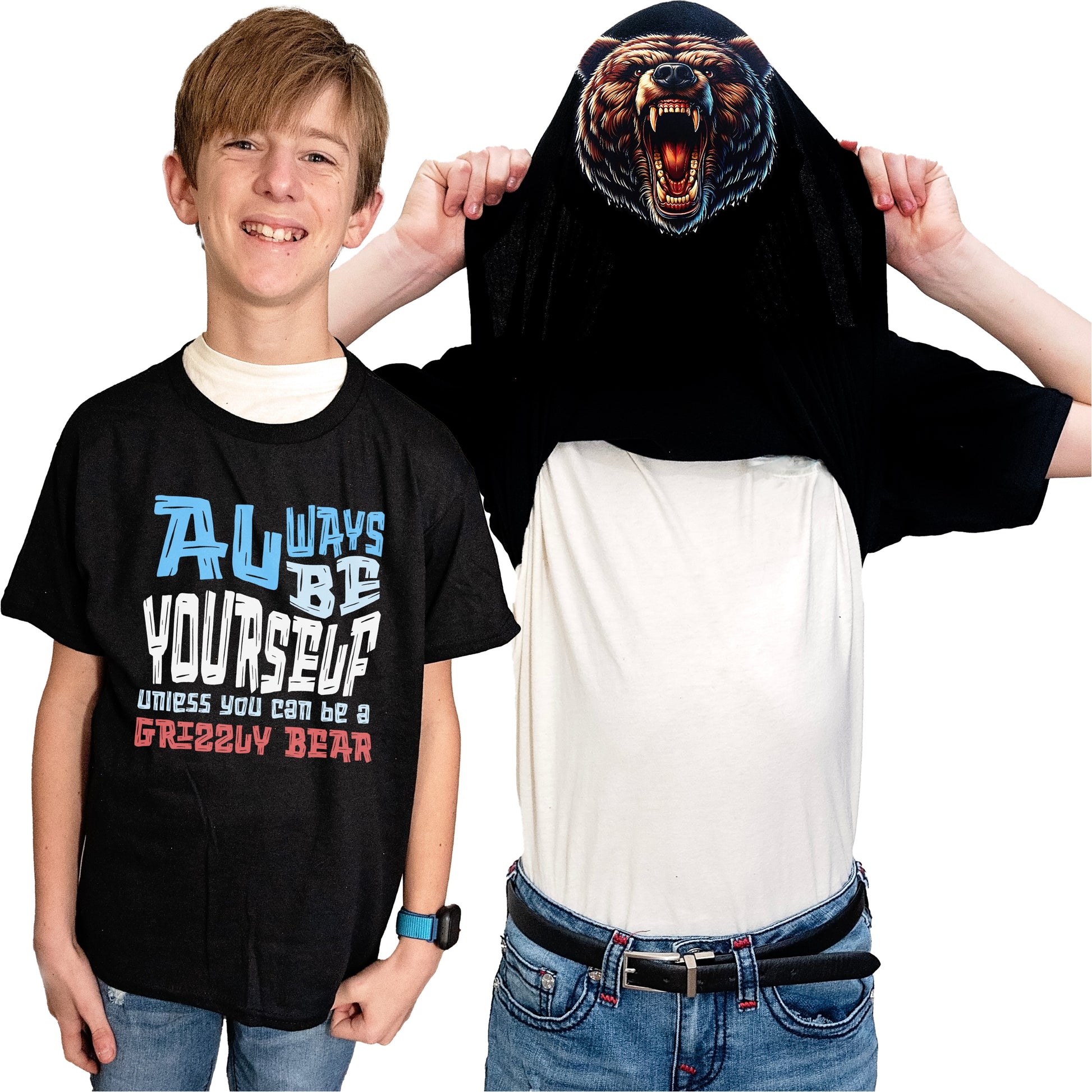 Always Be Yourself Unless You Can Be A Grizzly Bear Flip Shirt - Funny Grizzly Bear Face T-Shirt Flip Tee