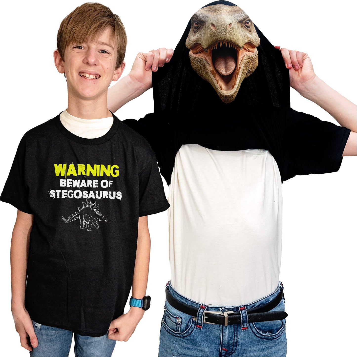 Beware of Stegosaurus Flip Shirt - Funny Dinosaur T-Shirt Flip Tee