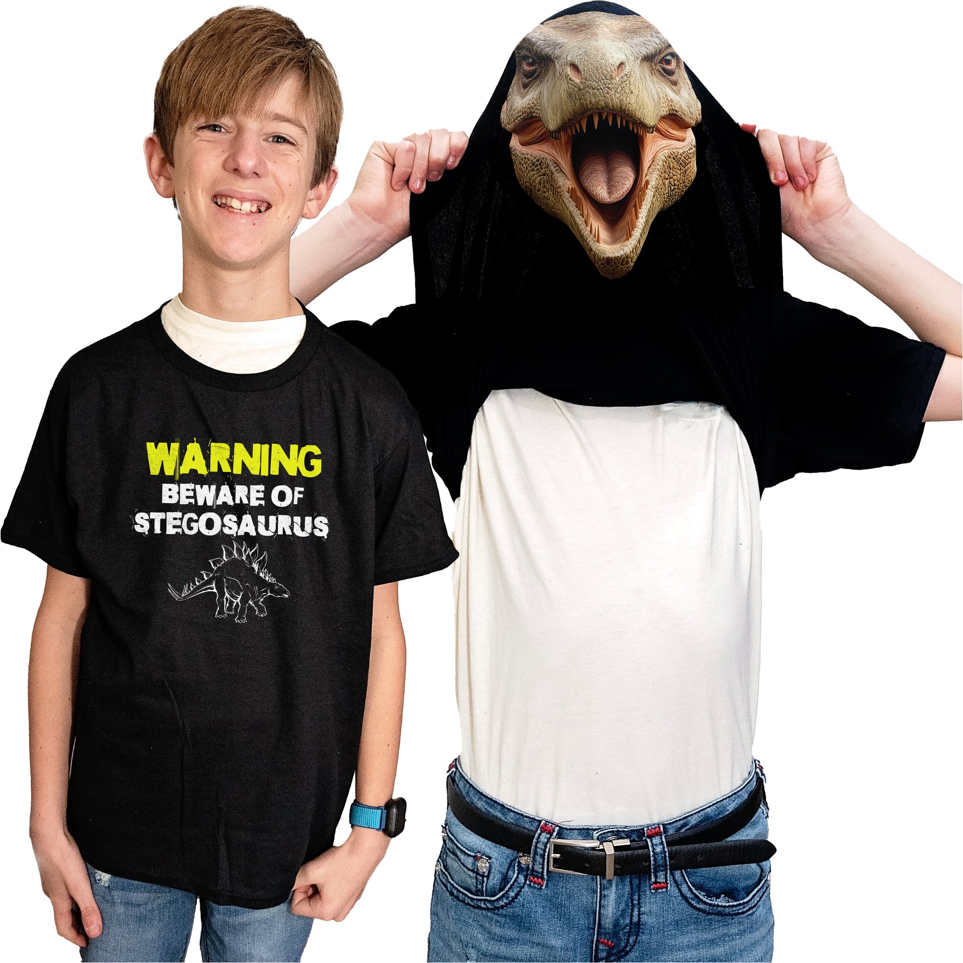 Beware of Stegosaurus Flip Shirt - Funny Dinosaur T-Shirt Flip Tee