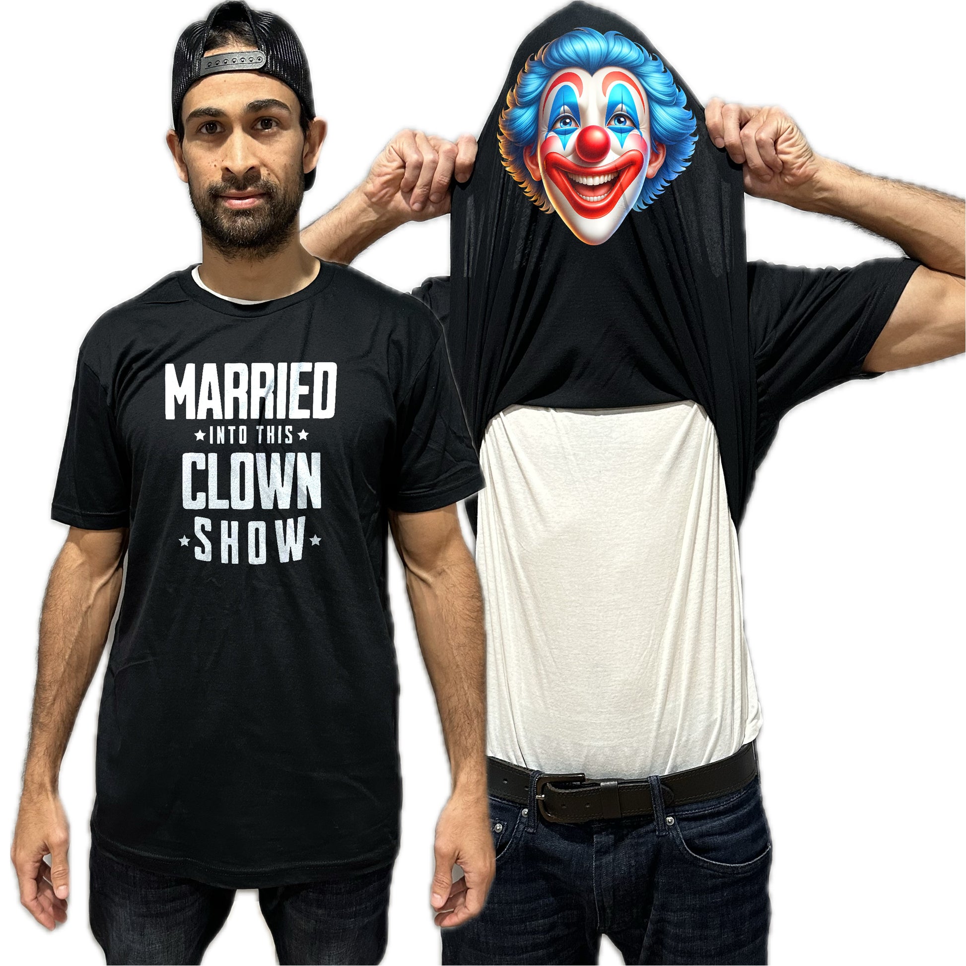 Married into this Clown Show Flip Shirt - Funny Clown Face T-Shirt Flip Tee