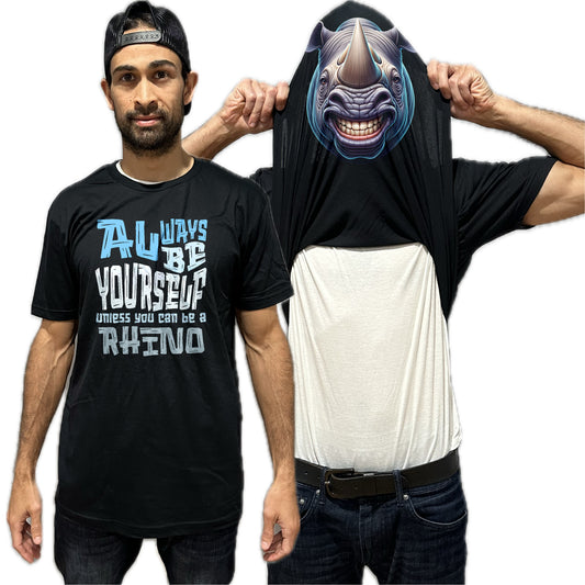Always Be Yourself Unless You Can Be A Rhino Flip Shirt - Funny Rhinoceros Face T-Shirt Flip Tee