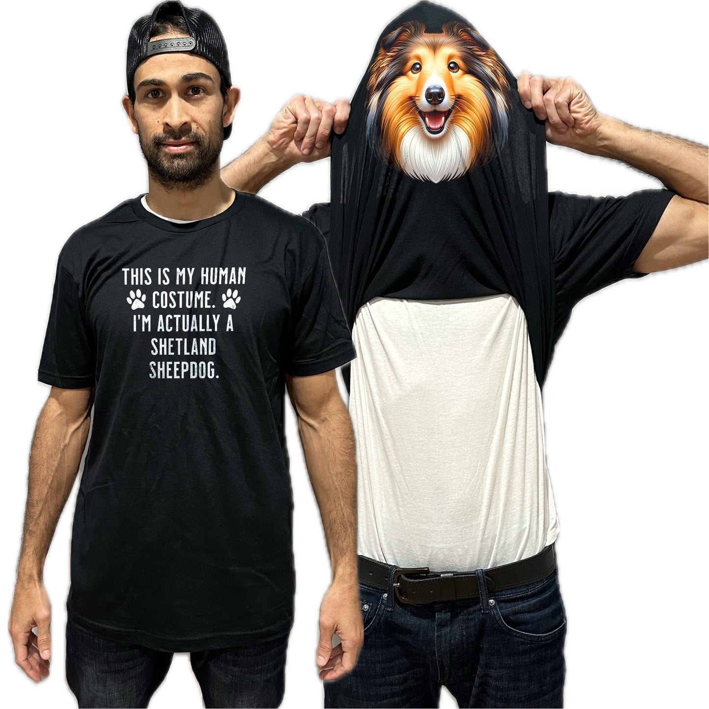 I'm Really A Shetland Sheepdog Flip Shirt - Funny Dog Owner T-Shirt Flip Tee