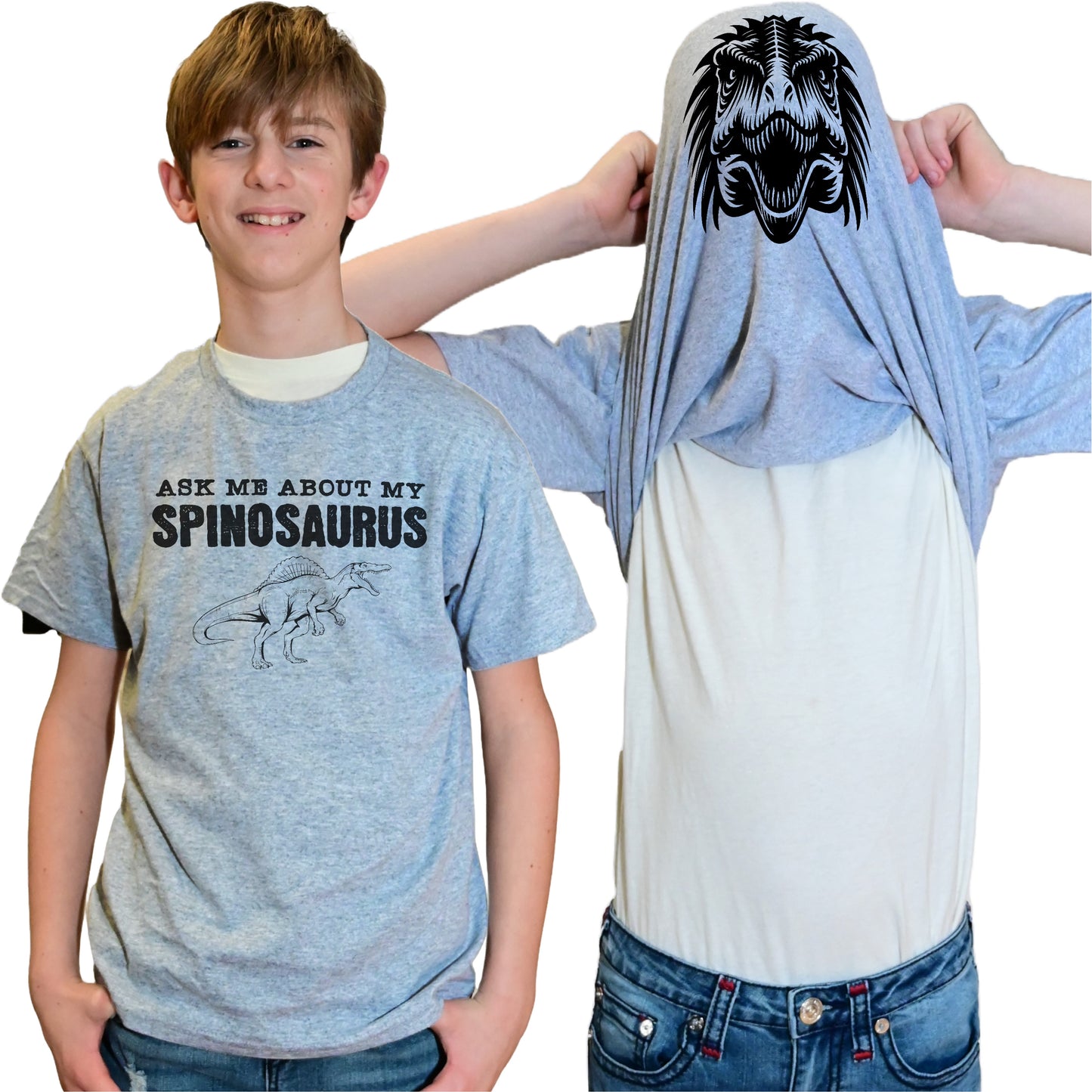 Ask Me About My Spinosaurus Flip Shirt - Funny Dinosaur T-Shirt Flip Tee