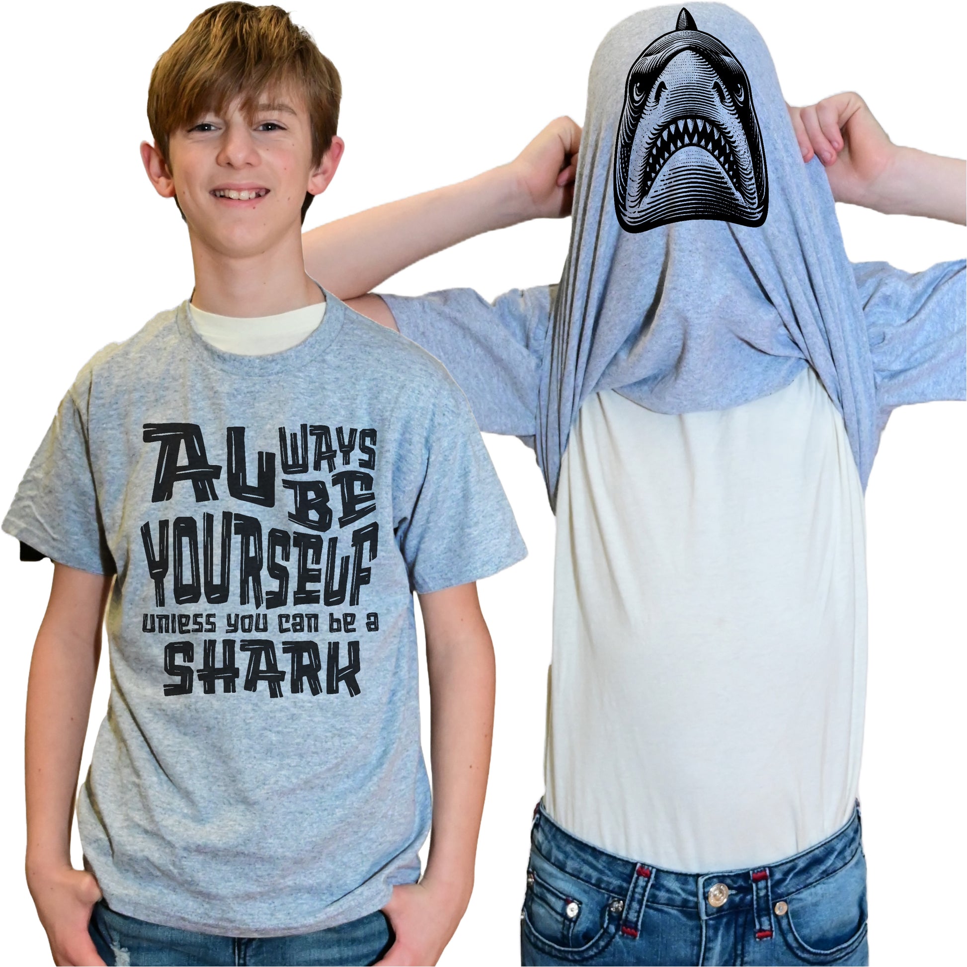 Always Be Yourself Unless You Can Be A Shark Flip Shirt - Funny Great White Shark Face Flip Tee T-Shirt