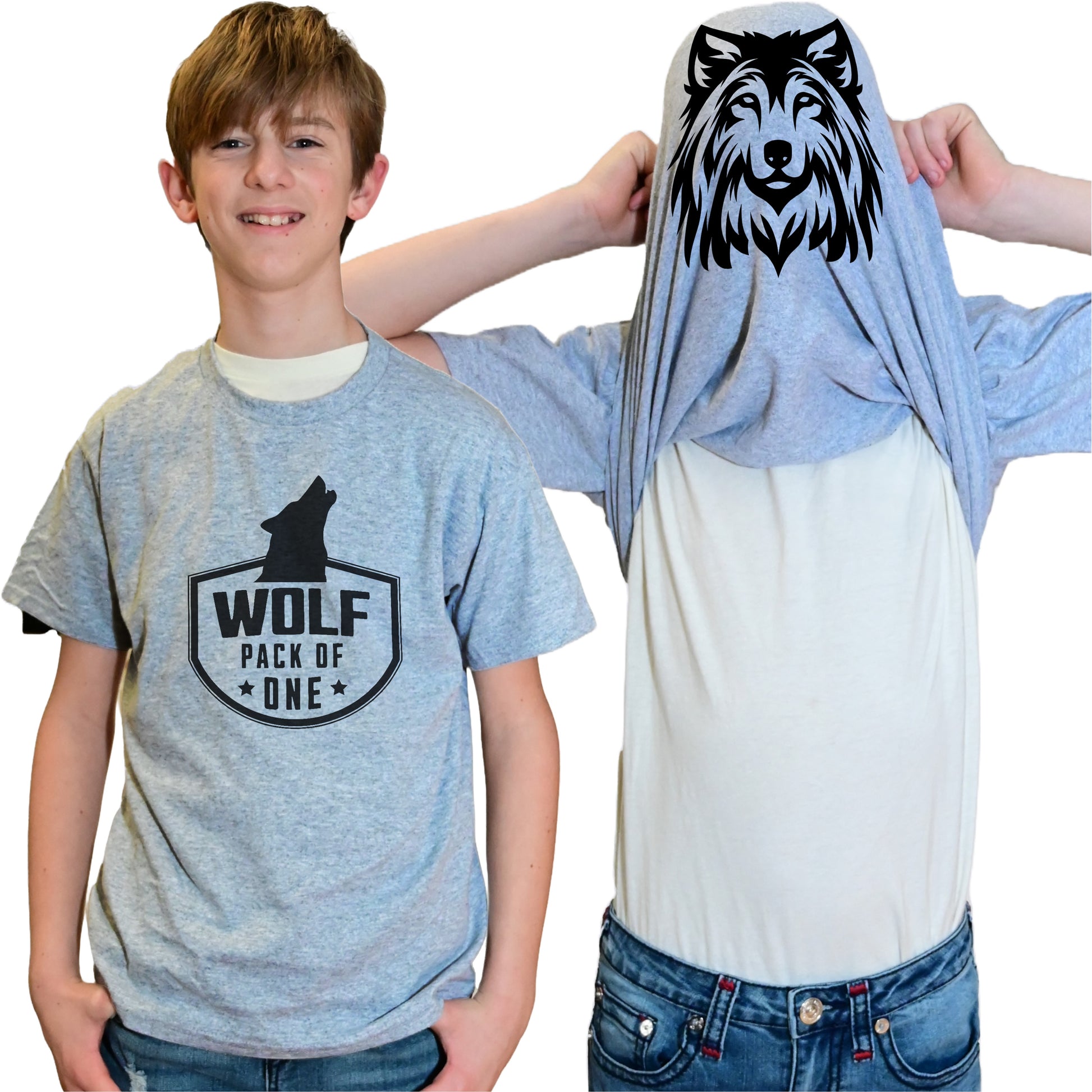 Wolf Pack of One Funny Flip Shirt - Wolf Face T-Shirt Flip Tee
