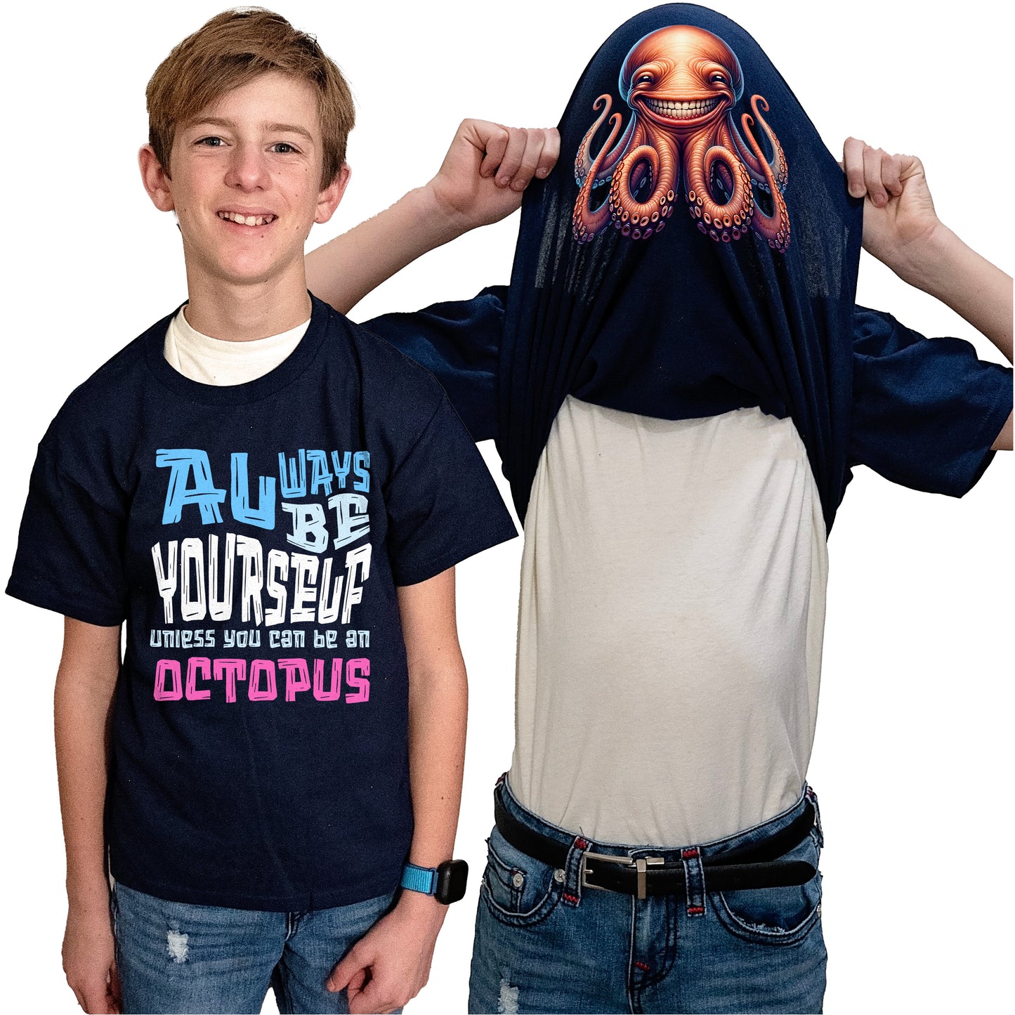 Always Be Yourself Unless You Can Be An Octopus Flip Shirt - Funny Octopus Face T-Shirt Flip Tee