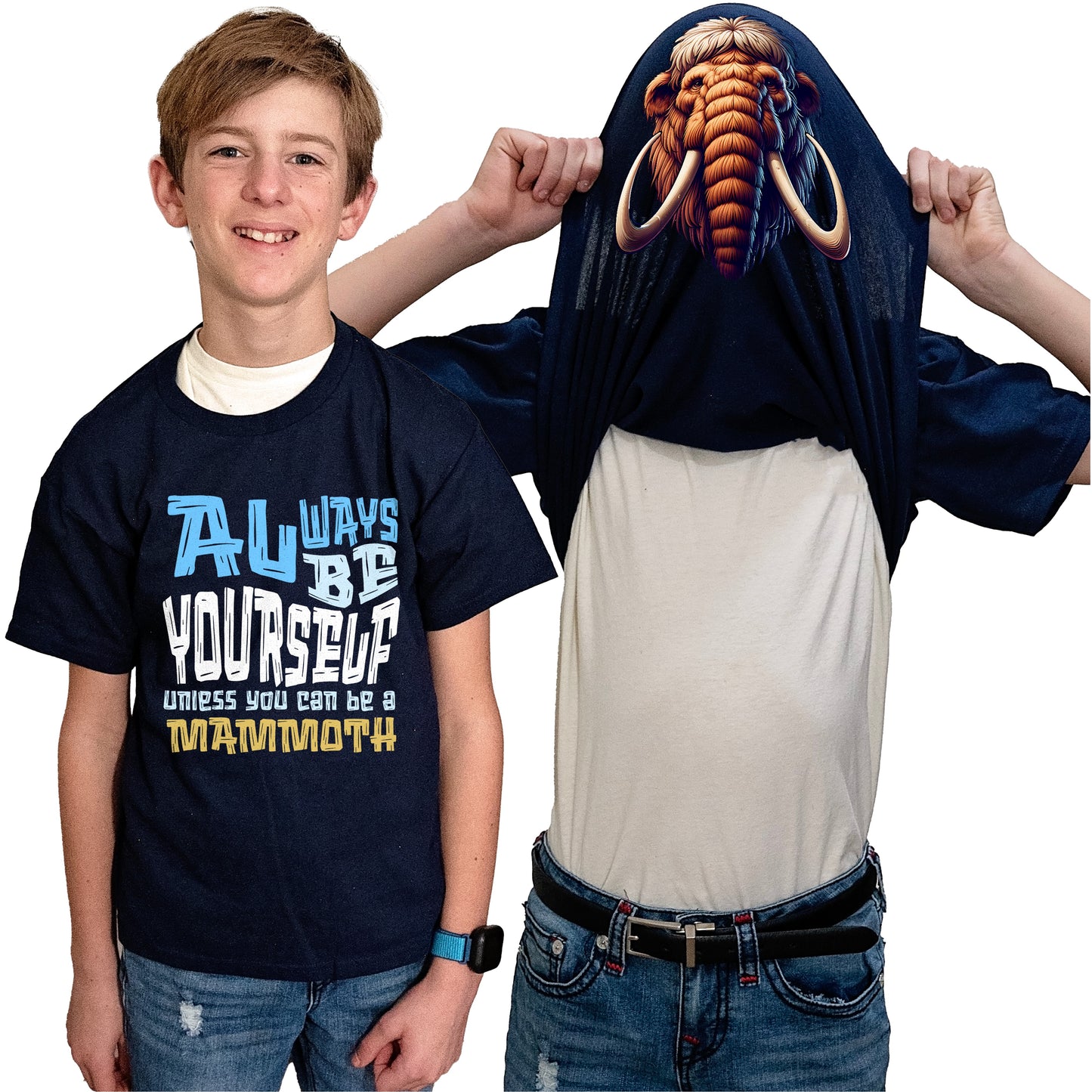 Always Be Yourself Unless You Can Be A Mammoth Flip Shirt - Funny Woolly Mammoth Face T-Shirt Flip Tee