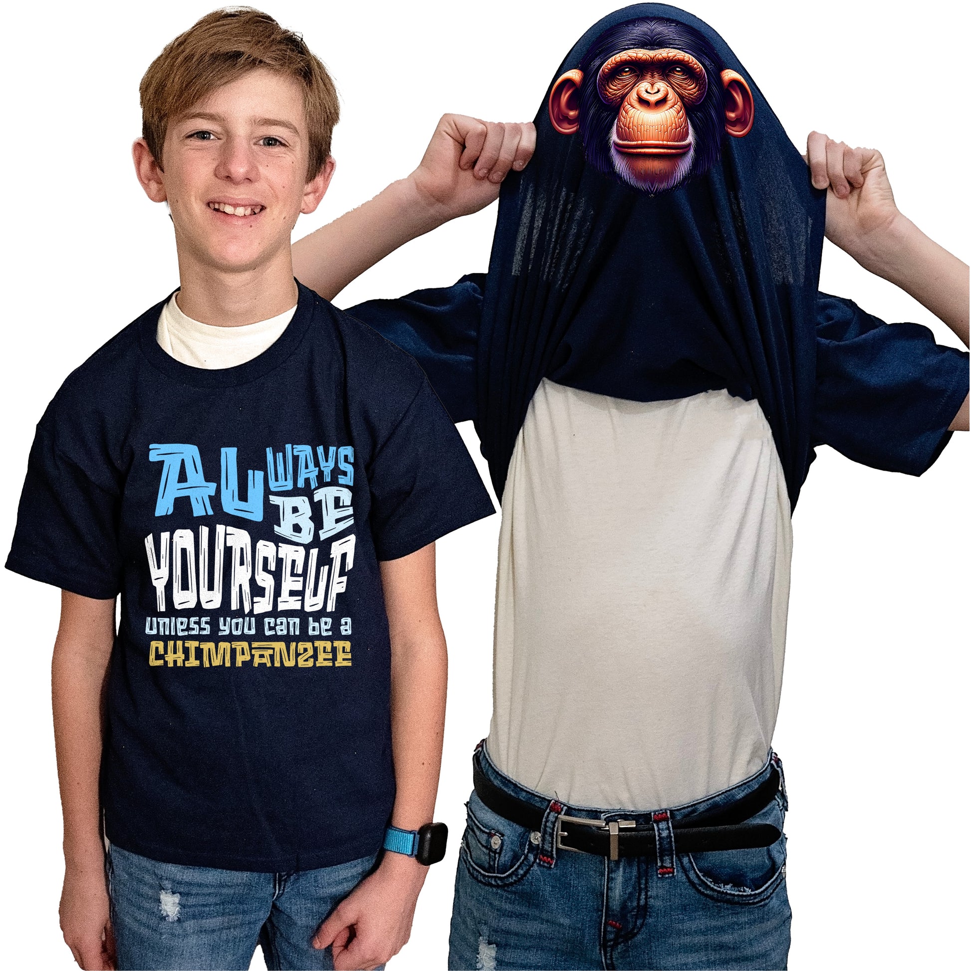 Always Be Yourself Unless You Can Be A Chimpanzee Flip Shirt - Funny Monkey Chimp Face T-Shirt Flip Tee