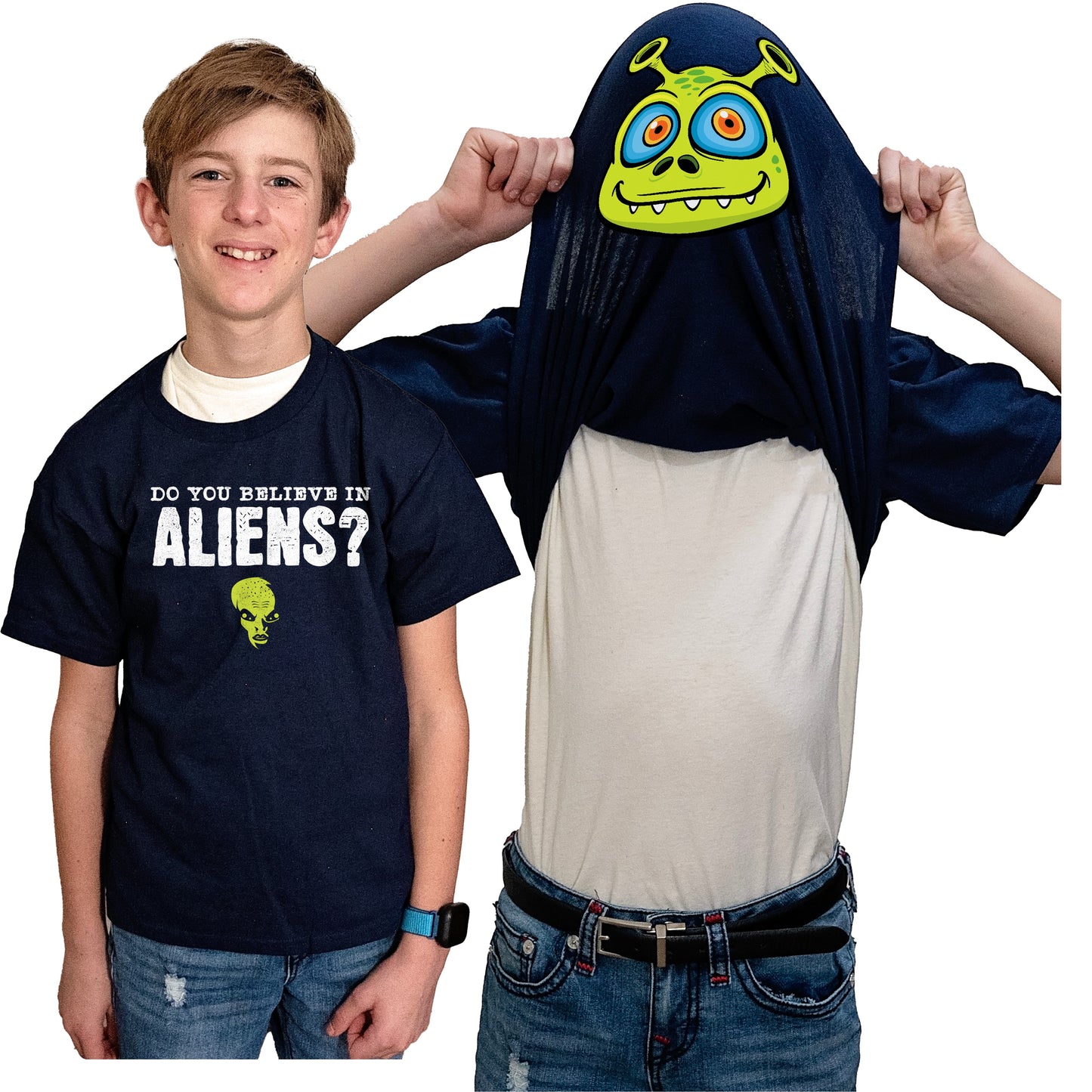 Do You Believe In Aliens? Funny Flip Shirt - Alien T-Shirt
