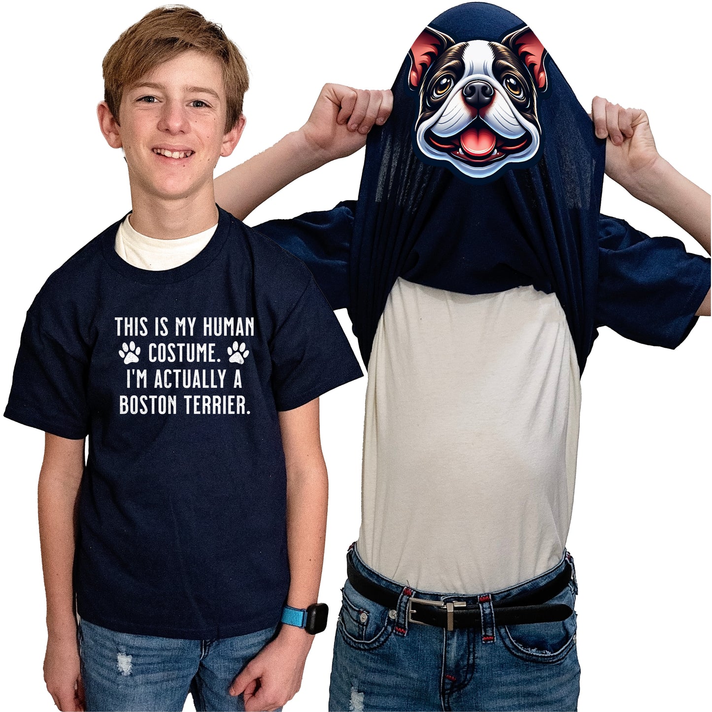 I'm Really A Boston Terrier Flip Shirt - Funny Dog Owner T-Shirt Flip Tee