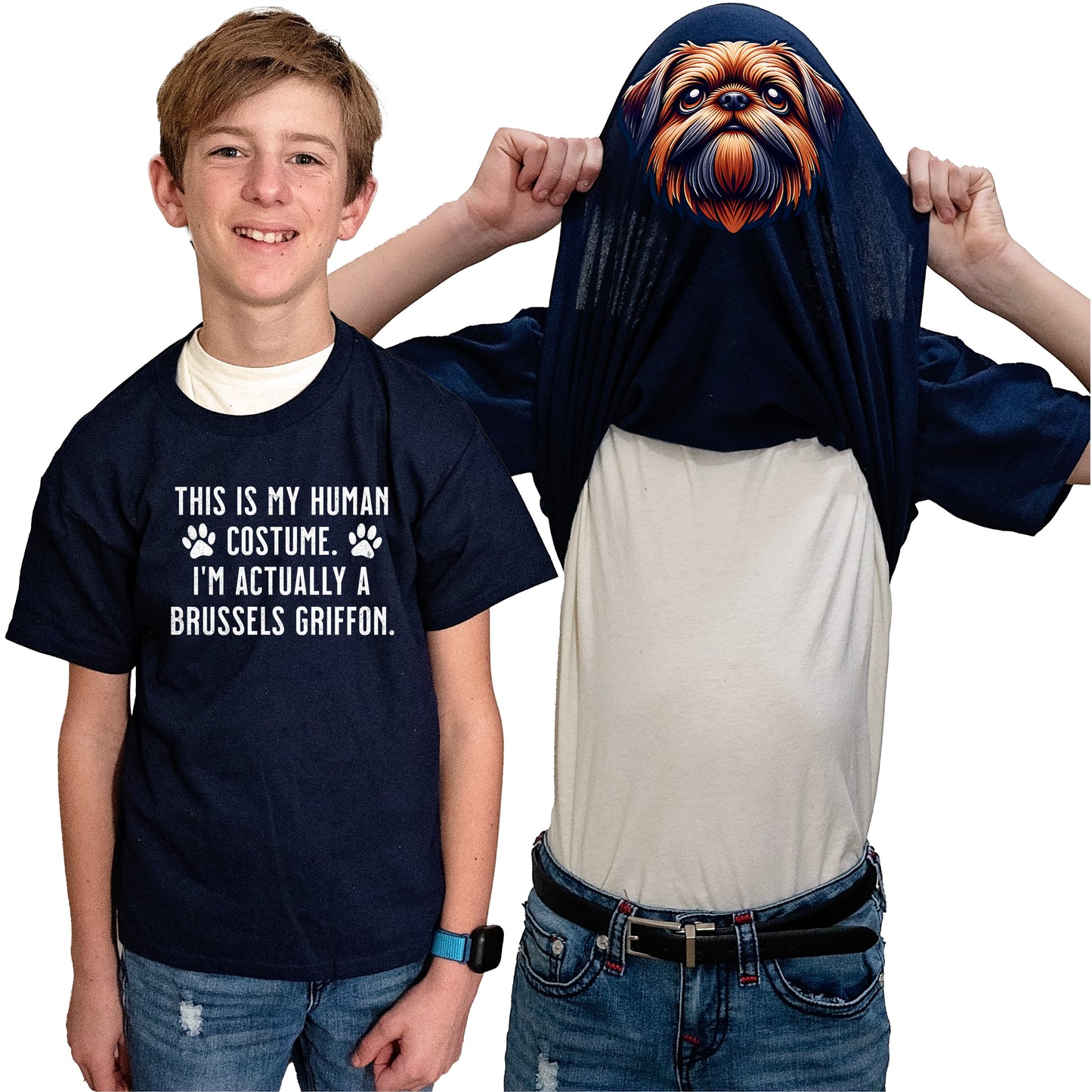 I'm Really A Brussels Griffon Flip Shirt - Funny Dog Owner T-Shirt Flip Tee