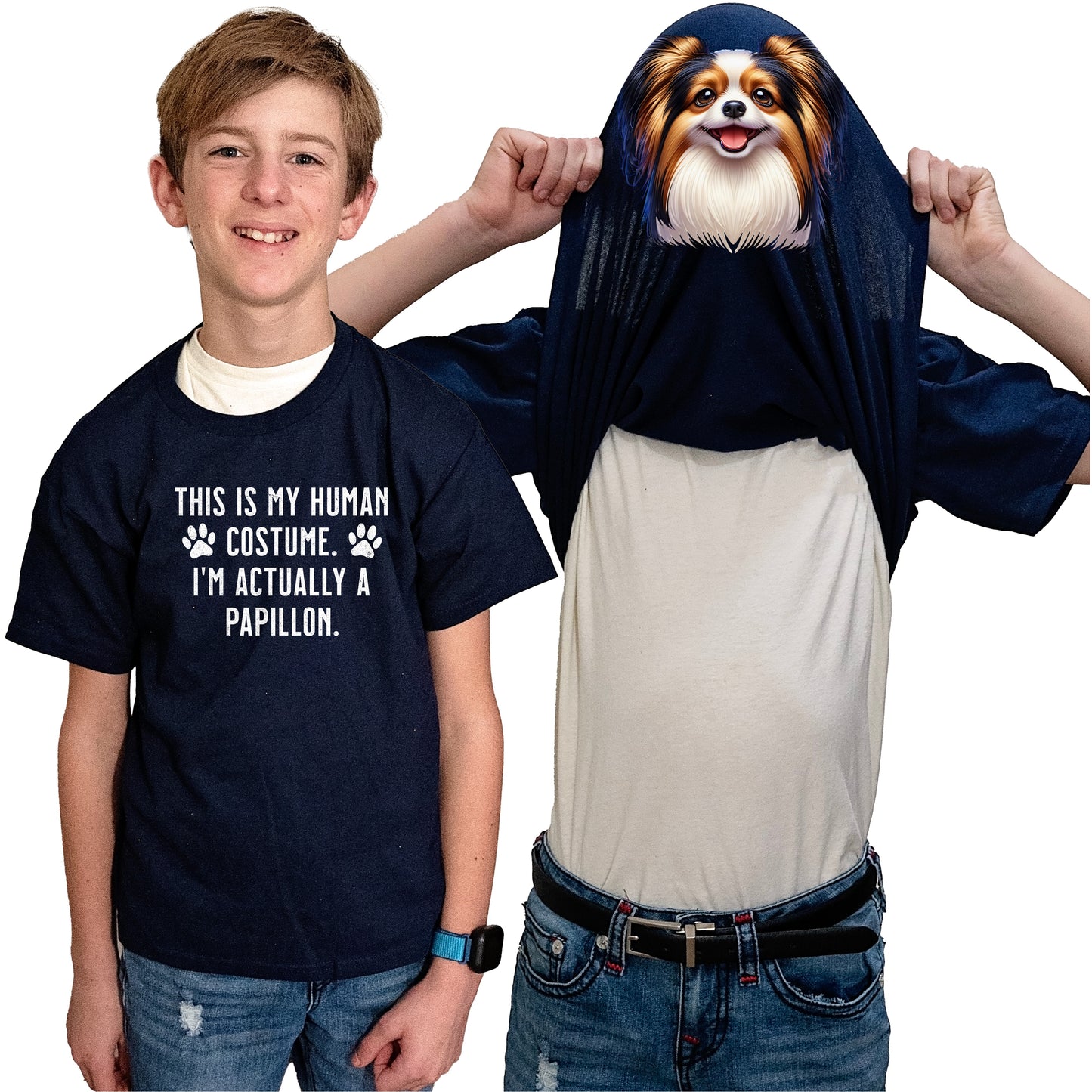 I'm Really A Papillon Flip Shirt - Funny Dog Owner T-Shirt Flip Tee